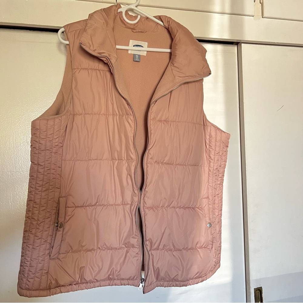 Pink fleece lined puffer vest